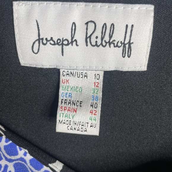 Joseph Ribkoff Shift Dress Women’s 10 Black Blue Circle Print Long Sleeve - Picture 3 of 6